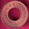 British india king george vi 1944 LAHORE MINT one pice copper coin -VA571