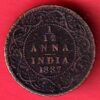 BRITISH INDIA 1887 VICTORIA empress 1/12 anna copper coin- S4999