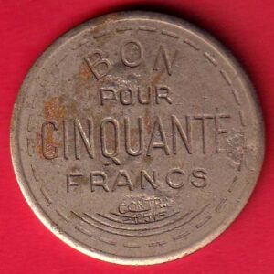 SCARE: Francia BON POUR CINQUANTE FRANCS 1951 50 CONTR SOCIETE COOPERATIVE THAON LES VOSGEL-S5556