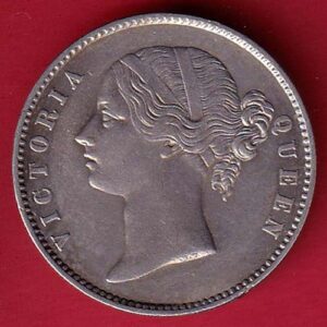 EAST INDIA COMPANY 1840 DIVIDED LEGEND VICTORIA QUEEN ONE RUPEE SILVER COIN –SA1934