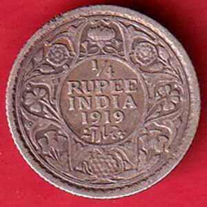 British India 1919 George v 1/4 Rupee silver coin  – va3677
