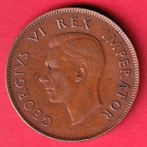 WORLD COIN SOUTH AFRICA 1945 SUID AFRIKA 1D GEORGIVS VI REX – AA250