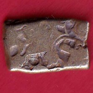 ANCIENT INDIA MAURYAN PERIOD ANIMAL STANDING MAGADH DYNASTY SILVER PUNCHMARK  -  s6075