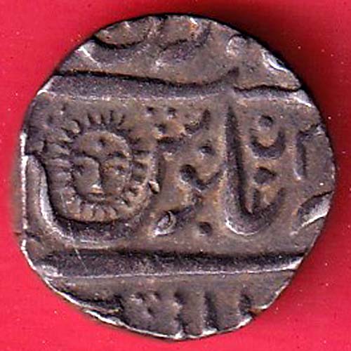 INDORE STATE SUN FACE INO SHAH ALAM II MALHAR RAO ONE RUPEE SILVER COIN  -  s6086