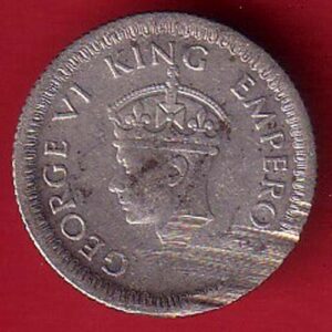 BRITISH INDIA 1942 GEORGE VI 1/4 RUPEE BEAUTIFUL SILVER COIN –s6163