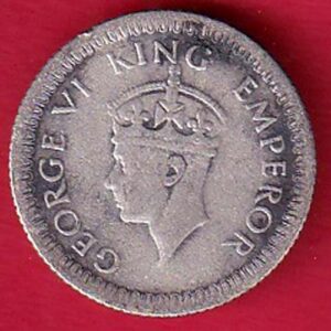 BRITISH INDIA 1942 GEORGE VI  king emperor 1/4 RUPEE BEAUTIFUL SILVER COIN –s6170