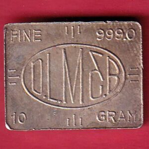 SILVER BAR : Weight – 10.02 gm : DALSUKHBHAI LAXMICHAND MINAWALA & BROS BAR - SA2405