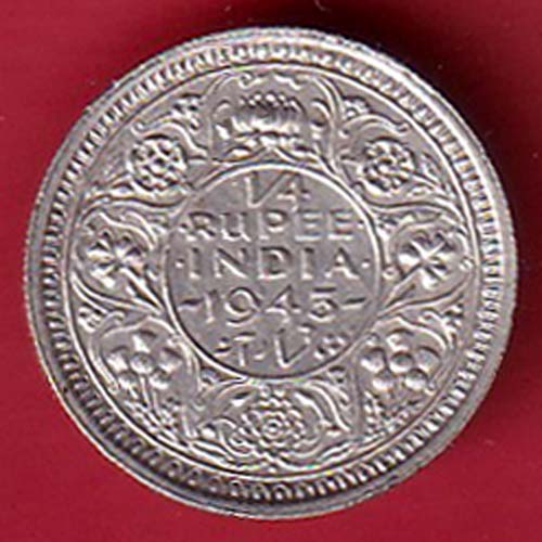 British India 1943 George V king Emperor 1/4 Rupee silver coin – AA294