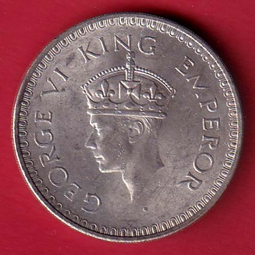 'UNC" British India 1944 Bombay Mint George VI One Rupee Silver Coin '– s6250