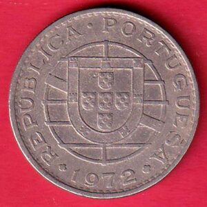 Portuguesa Republica 1972 Mocambique 5 Escudos Silver Coin – va3951