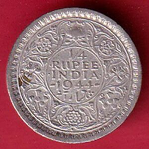 British India 1944 George v 1/4 Rupee silver coin – AA558