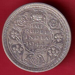 British India 1944 Lahor mint George VI half rupee coin – S6568