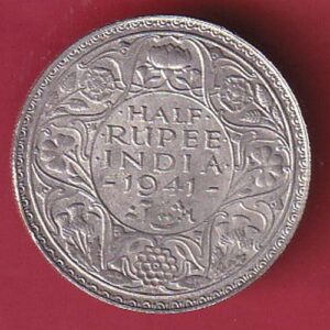 British India 1941 bombay mint George vi half rupee silver coin – S6571