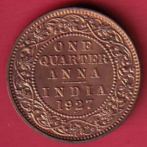 One Quarter Anna 1927 George V King Emperor Copper Coin – va3960