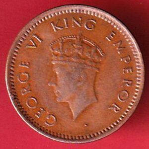 BRITISH INDIA 1939 GEORGRE VI KING 1/2 PICE COPPER COIN – va3985