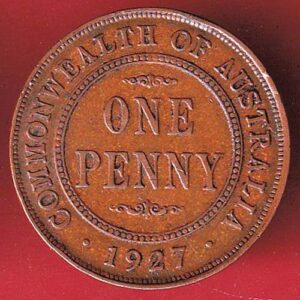 Australia 1927 King George V One Penny Coin. Extremely Rare– va4005