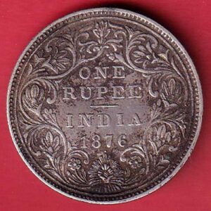 BRITISH INDIA 1876 VICTORIA QUEEN ONE RUPEE BEAUTIFUL SILVER COIN– va4038