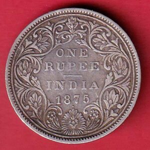 BRITISH INDIA 1875 VICTORIA QUEEN ONE RUPEE BEAUTIFUL SILVER COIN – va4039