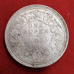 1862 beautiful one rupee silver coin aa1125