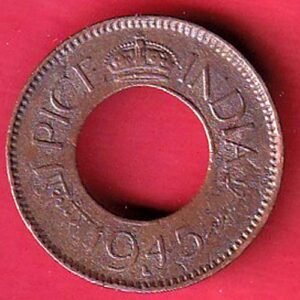 British india 1945 lahor mint 1 pice copper coin– S6709