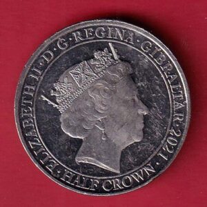 ELIZABETH II DEI-GRA REGINA. GIBRALTAR 2021 FIGHT THROUGH TO FINAL VICTORY HAIF CROWN– Sa3265