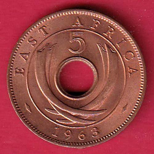 east africa 1963 five cents coin– S6874