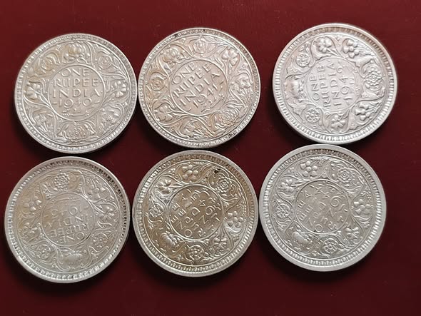 Set of rupees of king george vi 1940,41,42,43,44,45 AA1254