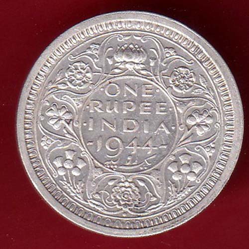 British India 1944 bombay mint George vi One rupee silver coin– S6868