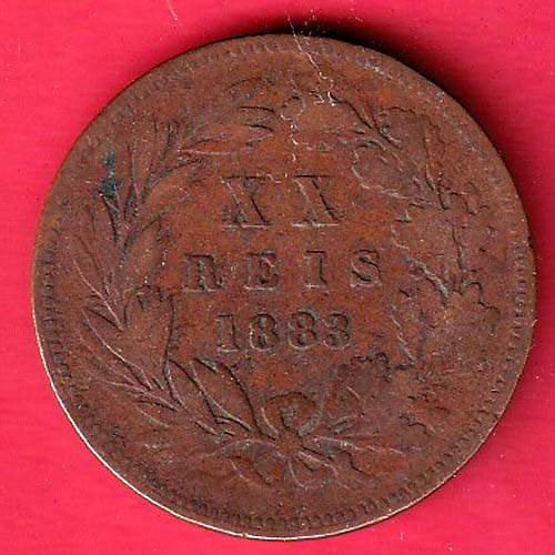 Portugal 20 Réis – Luíz I 1883 copper coin– S6845