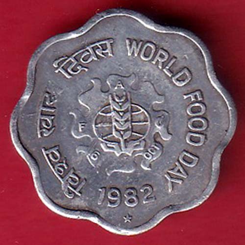 REPUBLIC INDIA 1982 WORLD FOOD DAY 10 PAISA RARE COIN– S6860
