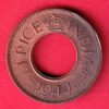 British india 1944 lahor mint 1 pice copper coin– S6863