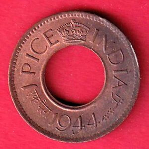 British india 1944 lahor mint 1 pice copper coin– S6863