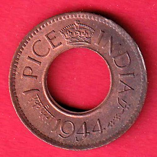 British india 1944 lahor mint 1 pice copper coin– S6863