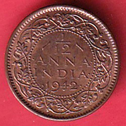 british indiA 1942 GEORGE V 1/12 ANNA COPPER COIN-S6877
