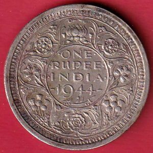 BRITISH INDIA 1944 BOMBAY MINT one RUPEE SILVER COIN: :- SA3363