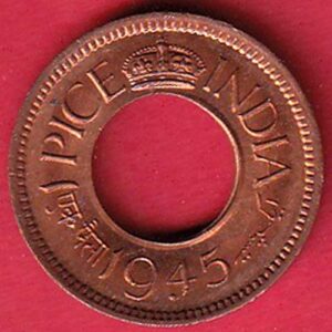 British India king George vi 1945 Lahore min tone pice beautiful copper Coin :- SA3365