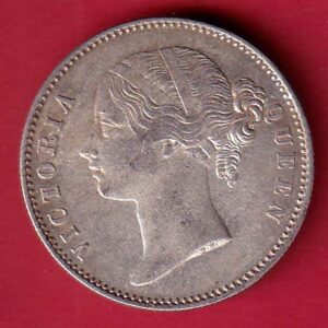 EAST INDIA COMPANY 1840 DIVIDED LEGEND VICTORIA QUEEN ONE RUPEE SILVER COIN– s6962