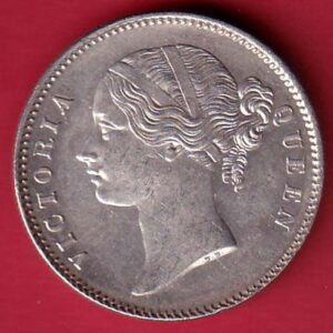 EAST INDIA COMPANY 1840 DIVIDED LEGEND VICTORIA QUEEN ONE RUPEE SILVER COIN  - S7114