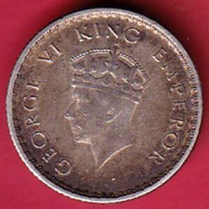 British India 1939 George vi King Emperor 1/4 Rupee silver coin- SA3507