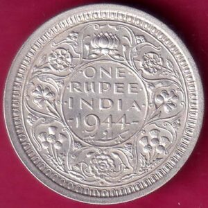 British India 1944 BOMBAY MINT George VI King One Rupee Silver Coin– AA1452