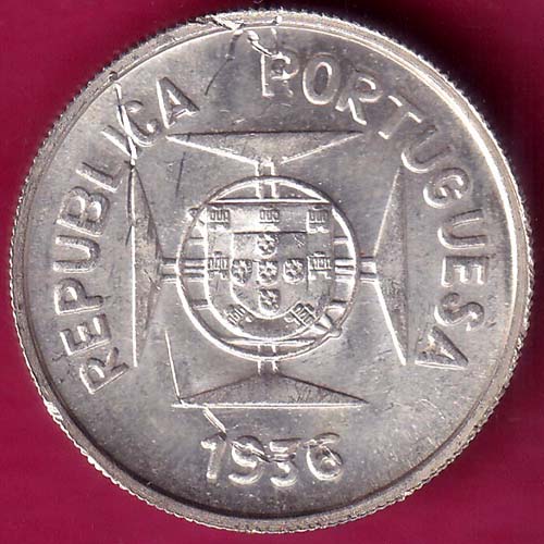Portuguese India ½ Rupia 1936 rare silver coin – AA1453