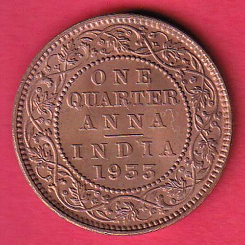 BRITISH INDIA 1933 ONE QURTER ANNA GEORGE V COPPER COIN-F9107