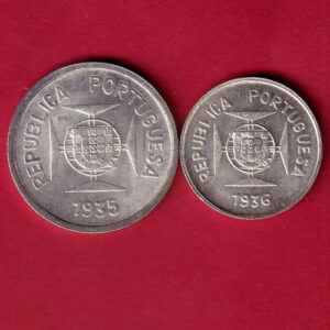 “UNC” PORTUGUES INDIA 2 COINS SET: ONE RUPIA N HALF RUPIA BEAUTIFUL SILVER COIN- S7272