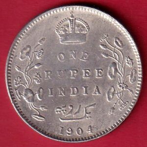 British India Edward VII 1904 One Rupee Silver Coin- S7287