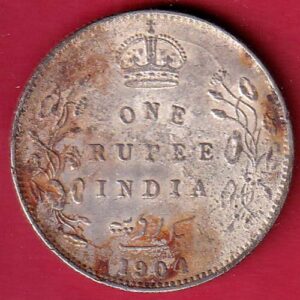 British India Edward VII 1904 One Rupee Silver Coin- S7328