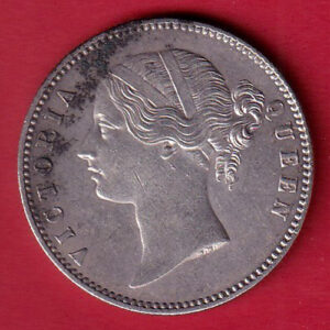 EAST INDIA COMPANY 1840 DIVIDED LEGEND VICTORIA QUEEN ONE RUPEE SILVER COIN– SA3618