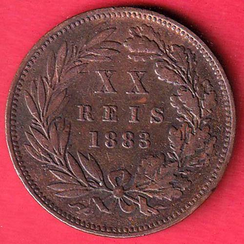 Portugal 20 Réis – Luíz I 1883 copper coin- Sa3743