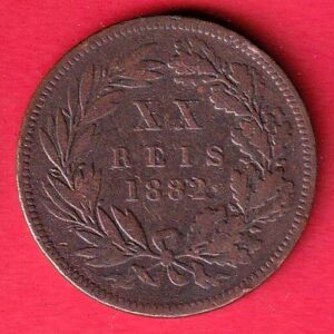 Portugal 20 Réis – Luíz I 1882 copper coin- Sa3744