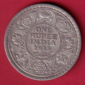 British India 1913 george v One rupee silver coin-SA3769