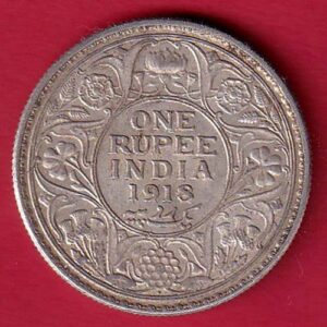British India 1918 george v One rupee silver coin -SA3770